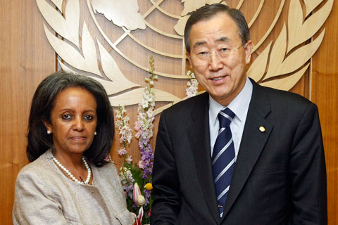 Ms. Sahle-Work Zewde, veteran Ethiopian diplomat and the Secretary-General Ban Ki-moon