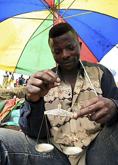 Weighing gold in the eastern Democratic Republic of the Congo