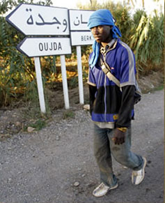 An aspiring African migrant on the road in Morocco