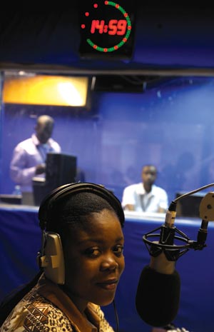 A broadcaster at Radio Okapi