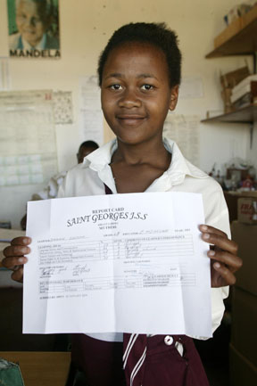 Girl completing junior secondary school in South Africa