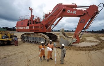 Earth movers at a Ghana construction site