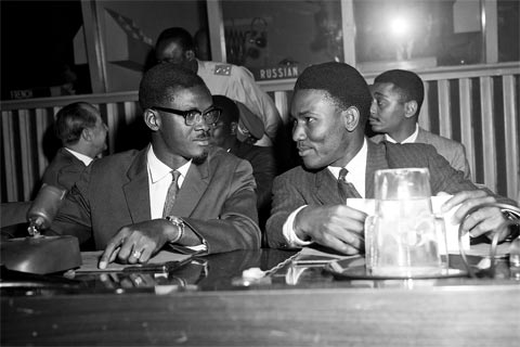 Congolese Prime Minister Patrice Lumumba (left) at the United Nations in July 1960
