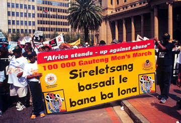 Men protest violence against women in Johannesburg