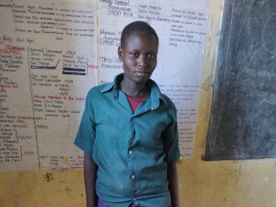 Pasca Natem, a class 8 pupil who dreams of becoming the president of the Republic of Kenya to protect girls against child marriage.