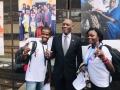 Mabingue Ngom (middle) with youths at a forum in Dakar, Senegal