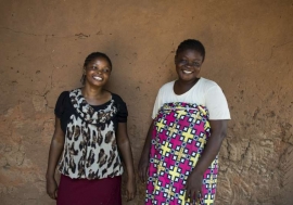 Josephine Servis (Right) fled violence in the Central African Republic and is staying with Blandine Ngeki (Left) in Zongo, Democratic Republic of Congo.