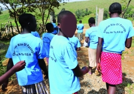 Schoolgirls during an awareness program  ceremony against circumcision (FGM) in Nakuru, Kenya.     Alamy