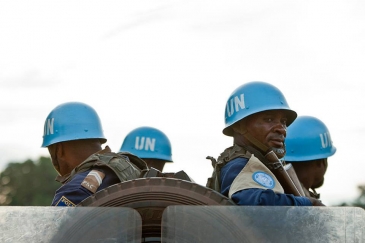 MINUSCA peacekeepers on patrol in the Central African Republic. 