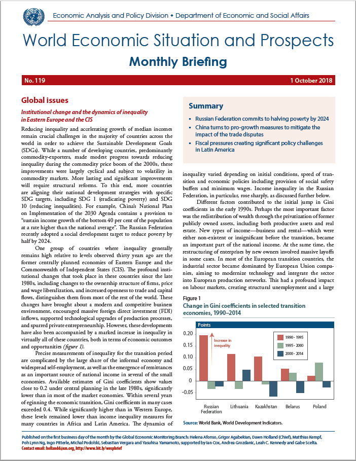 October 2018 Monthly Briefing On The World Economic - 