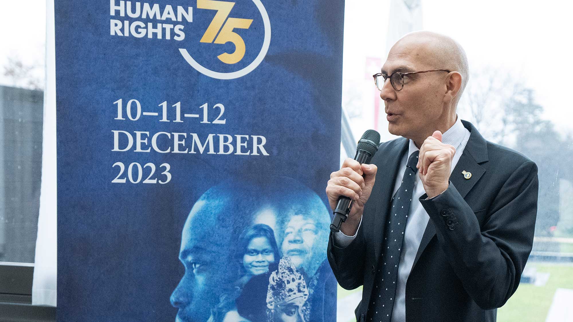 Volker speaking at a Human Rights 75 event