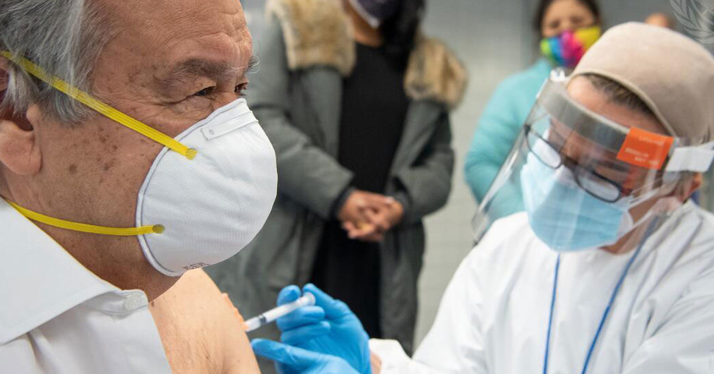 UN Secretary-General António Guterres receives his COVID-19 vaccination