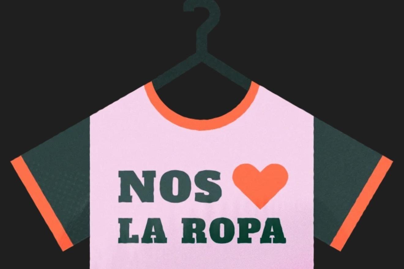 Ilustración de una camiseta con el mensaje “Nosotros amamos la ropa”