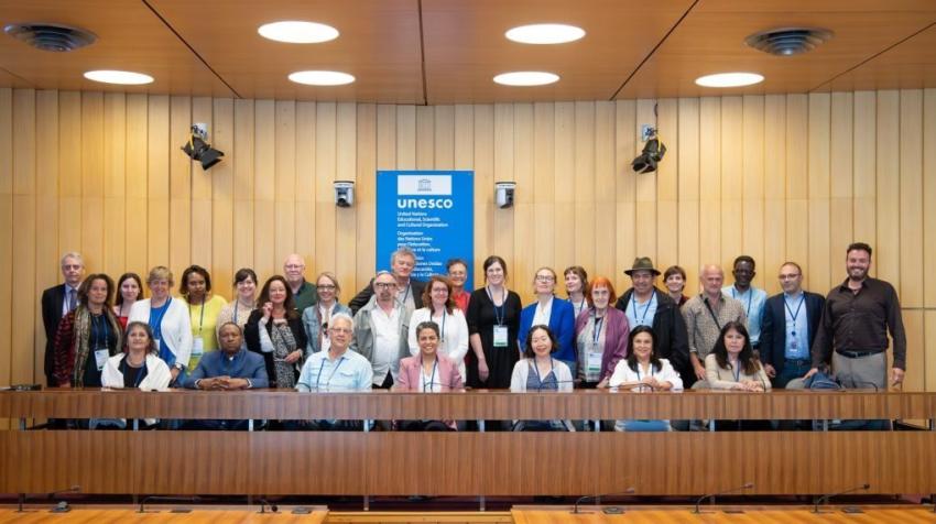 Participants au 4e Forum de la société civile de la Convention de 2005 sur la protection et la promotion de la diversité des expressions culturelles, qui s'est tenu au siège de l'UNESCO à Paris, le 5 juin 2023. Cyril Bailleul
